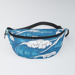 Blue raging waves Fanny Pack