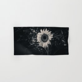 Sunflower in the Dark. Black and White Photograph Hand & Bath Towel