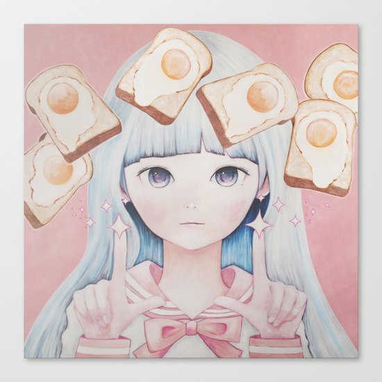 Awww Flying Breakfast 1.1 Canvas Print