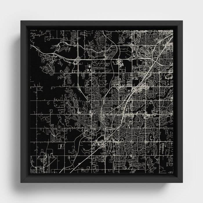 Olathe USA - black and white city map Framed Canvas