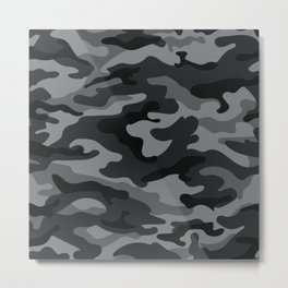 Camouflage Black And Grey Metal Print