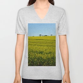 Yellow Canola Flower Field in Spring. Caledon, South Africa V Neck T Shirt