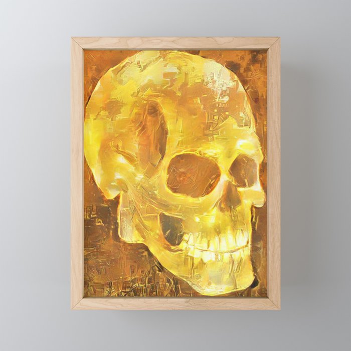 Golden Skull Framed Mini Art Print