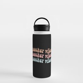 Teacher vibes retro wavy vintage fonts Water Bottle