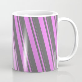 [ Thumbnail: Violet and Dim Grey Colored Pattern of Stripes Coffee Mug ]