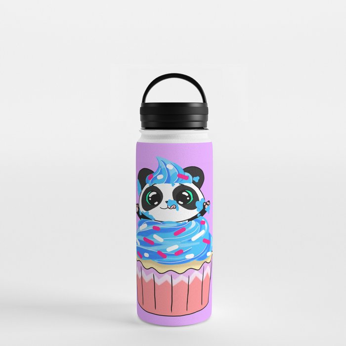 A Panda Popping out of a Cupcake Water Bottle