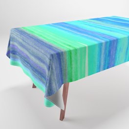 Neon Cyan Color Striations Painting Tablecloth