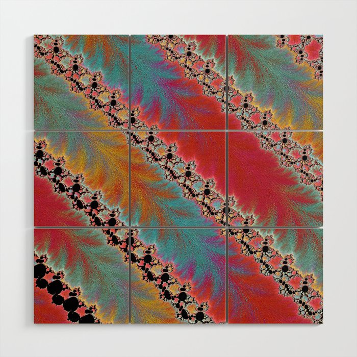 Colorful Southwestern Diagonal - red turquoise ochre teal goldenrod  Wood Wall Art