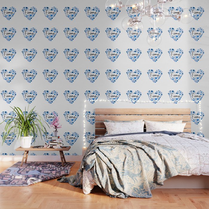 Fiona, blue hearts Wallpaper