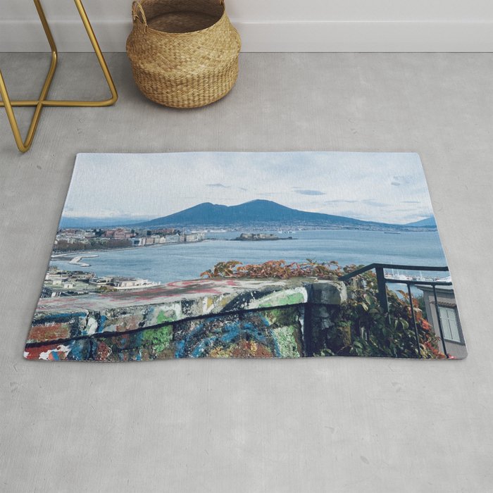 Colorful Vesuvio Naples Landscape Pompei Rug