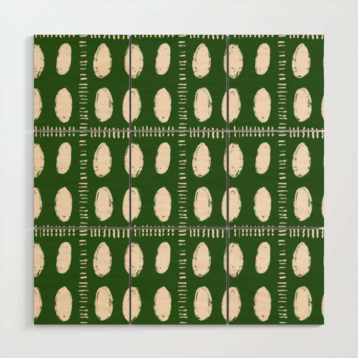 Green Boho Quilt Pattern Wood Wall Art