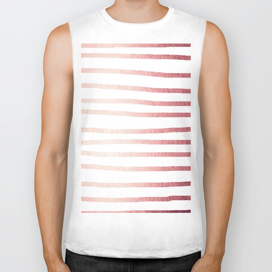 Simply Drawn Stripes Rose Gold Twilight Biker Tank