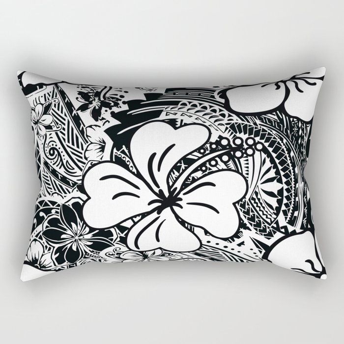 Polynesian White Hibiscus Rectangular Pillow
