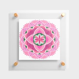 Pink and green mandala  Floating Acrylic Print