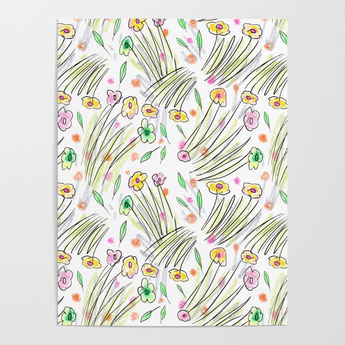 Tiny Flowers Pattern digital illustrative pattern Poster