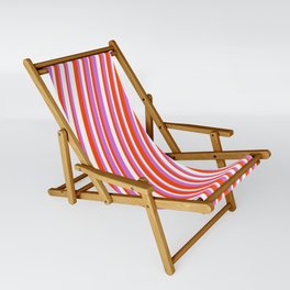 [ Thumbnail: Red, Orchid & White Colored Lined/Striped Pattern Sling Chair ]