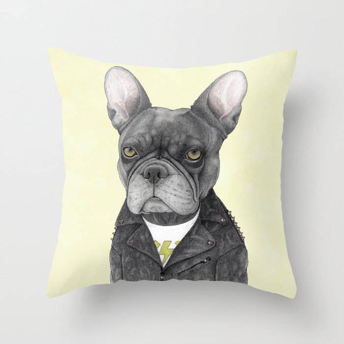 Hard Rock French Bulldog Throw Pillow