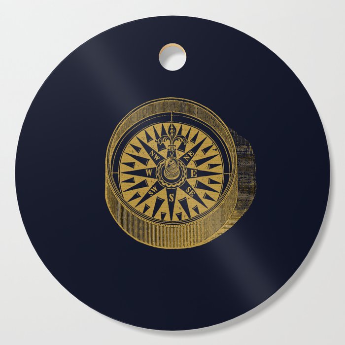 The golden compass I- maritime print with gold ornament Cutting Board