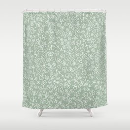 ditsy floral on sage green Shower Curtain
