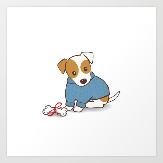 Jack Russell Terrier Wearing Sweater Illustration Art Print