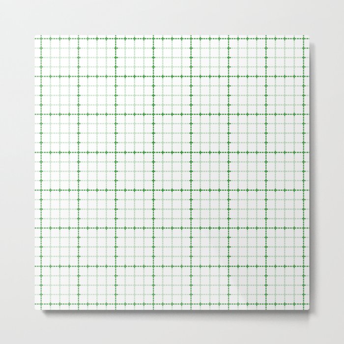 Dotted Grid Weave Green Metal Print