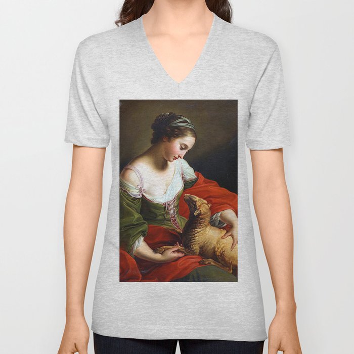 Pompeo Batoni An Allegory of Meekness V Neck T Shirt