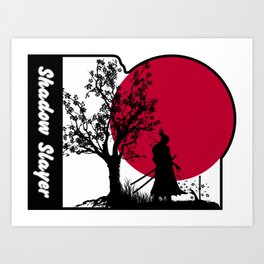 Aesthetic Samurai Black Silhoutte Art Print