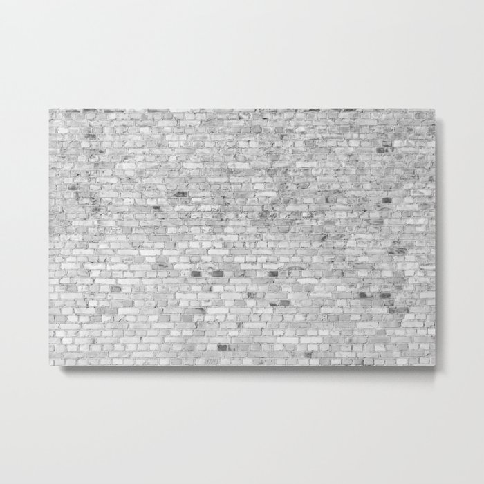White Washed Brick Wall - Light White and Grey Wash Stone Brick Metal Print