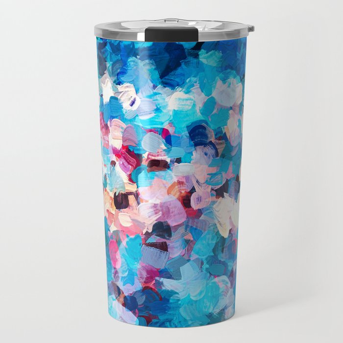 Aftab, Abstract Impressionism Painting, Contemporary Colorful Pop of Color Bohemian Brush Strokes Travel Mug