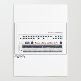 Vintage Analog Drum Machine Retro Synth Analog Computer ADSR design Poster