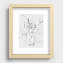 Jackson Michigan city map Recessed Framed Print