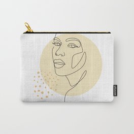 Abstract face by one line drawing. Portrait minimalist style. Cosmetics nature symbol. Modern continuous line drawing. Fashion print. Beauty Living Room Art Canvas Print Carry-All Pouch