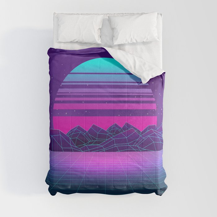 Future Sunset Vaporwave Aesthetic Comforter