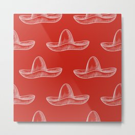 Sombrero Hats on Fire Red Metal Print