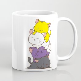 Nonbinary Pride Kawaii Cats for LGBTQ Non Binary Gender Coffee Mug