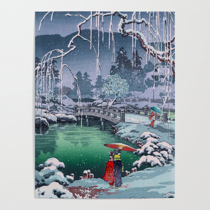 Spring Snow at Maruyama by Tsuchiya Koitsu - Japanese Vintage Woodblock Print Poster