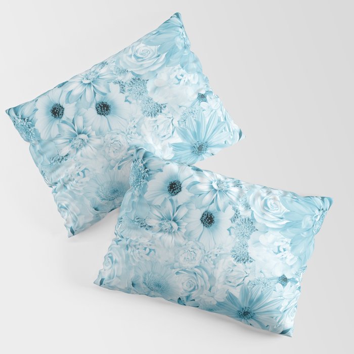 sky blue floral bouquet aesthetic array Pillow Sham