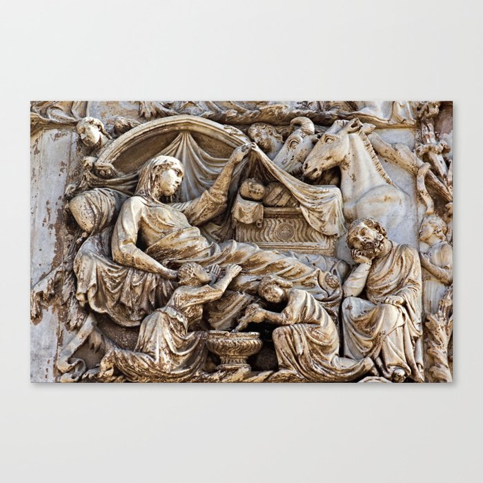 Orvieto Cathedral Relief Birth of Jesus Nativity Gothic Art Canvas Print