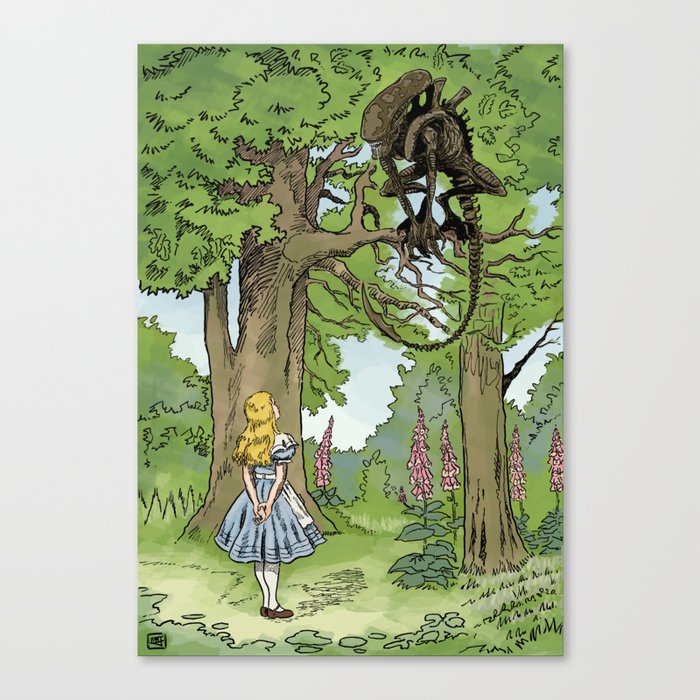 Alice Meets The Alien in Wonderland Canvas Print