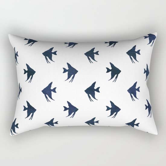 Navy blue and white maritime sea fish animal pattern on #Society6 Rectangular Pillow