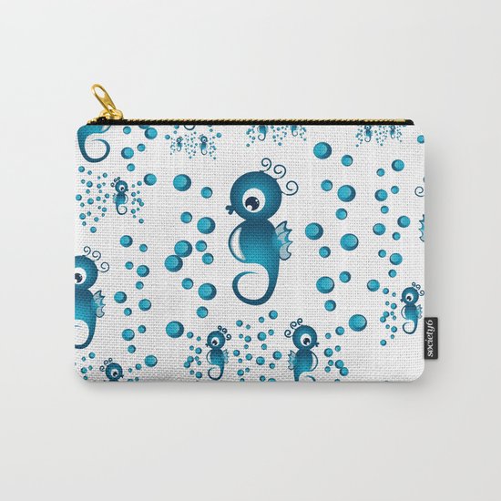 seahorses pattern in blue Carry-All Pouch