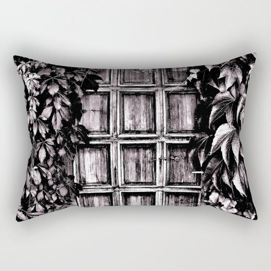 Black White Old Door Rectangular Pillow