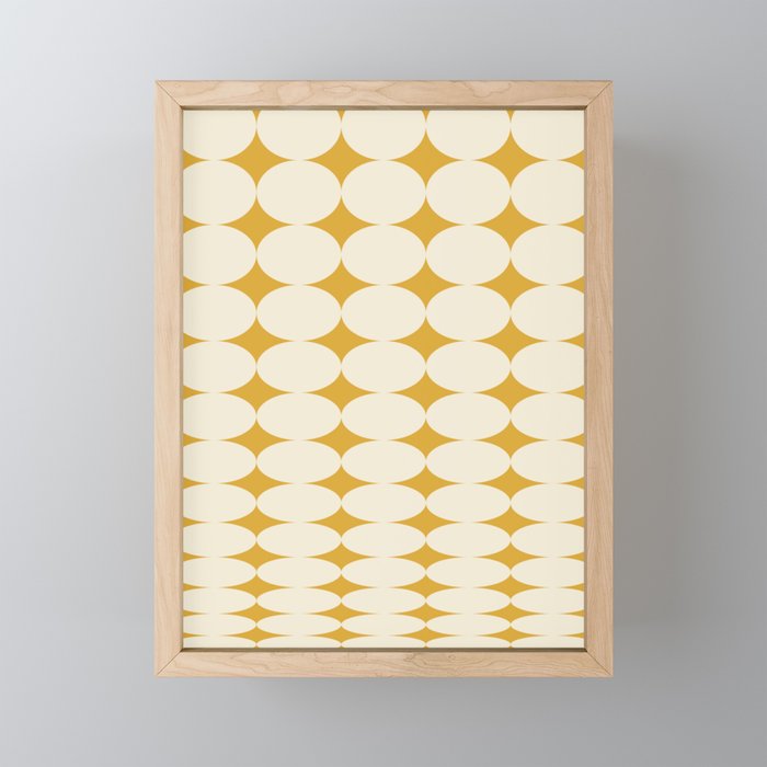Retro Round Pattern - Yellow Framed Mini Art Print