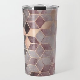 Pink And Grey Gradient Cubes Travel Mug