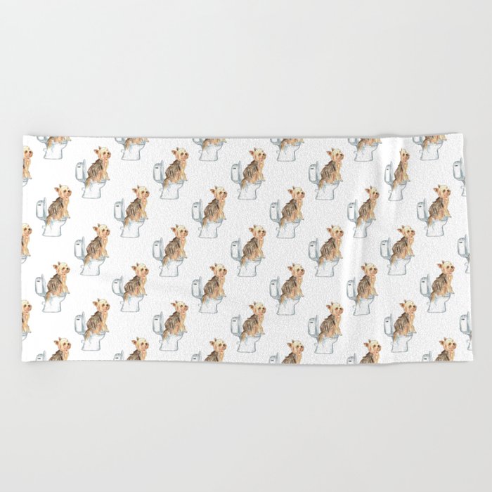  Yorkie Yorkshire terrier toilet Painting Beach Towel