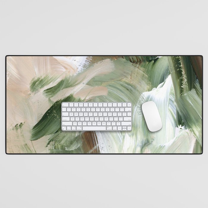 Sage green and beige vol.4.1 Desk Mat by Blessart Paintings