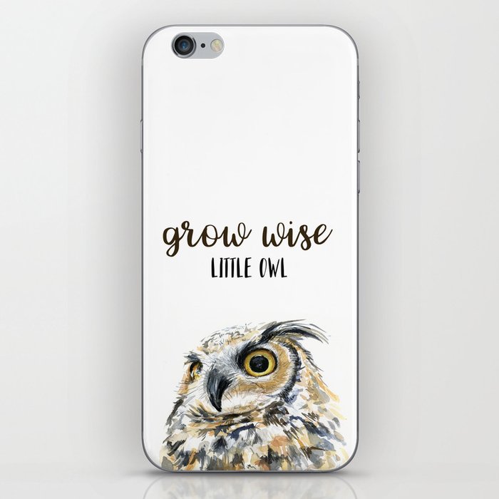 Grow Wise Little Owl Nursery Animals Art Great Horned Owl iPhone Skin