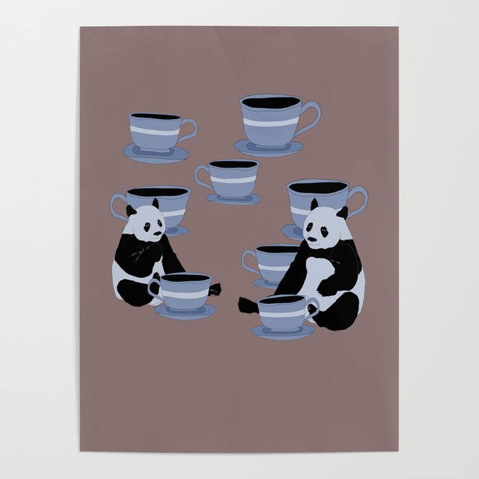 Pandas with Coffee Poster