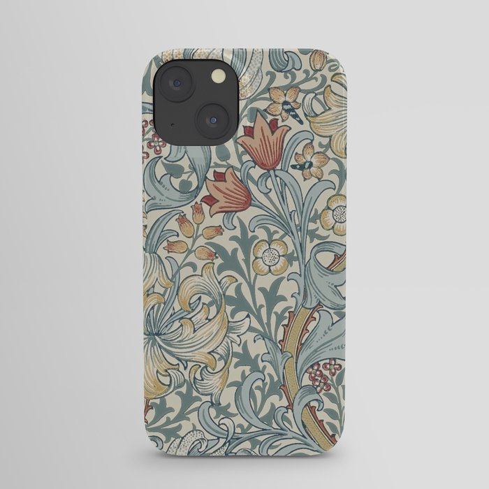 William Morris Vintage Golden Lily Soft Slate & Manilla iPhone Case