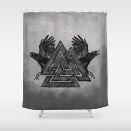 Valknut Symbol and Ravens Shower Curtain